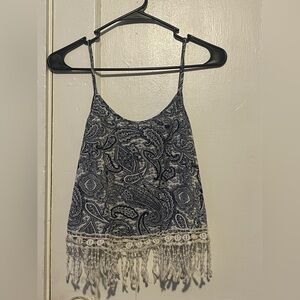 Charlotte Russe Navy and White Paisley Camisole